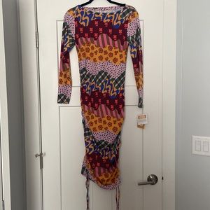 NWOT TARGET LATINO HERITAGE MONTH LONG SLEEVE WAVY STRIPED DRAWCORD DRESS XS